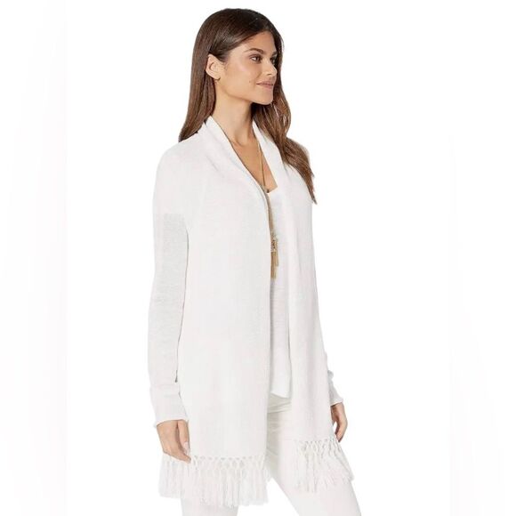 Lilly Pulitzer Cream Open Front Fringe Bottom Tatum Cardigan - Picture 5 of 13